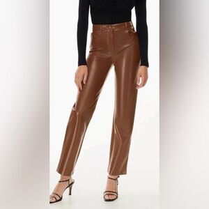 Wilfred Aritzia Faux Leather Vegan Melina Women's Brown Pants Size 8
